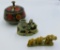 Chinese Soap Stone Carvings & Brass Enameled Paint Candy Dish