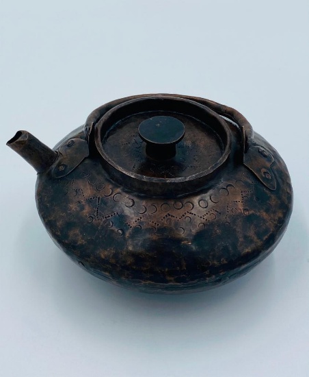 Rare Hand Made Bedouin Tea Pot Hammered Metal w/ Detail Circa 16th/17th century