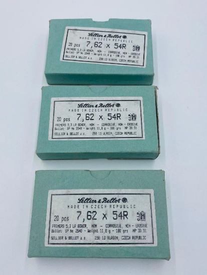 3 Boxes 7.62 x 54R (60 Rounds)