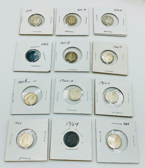 12 Roosevelt Dimes (Silver)