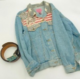 Jean Jacket / Leather Belt & Abalone Buckle