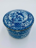 Chinese Blue Porcelain Era, Stacking Bowls w/ Lid. Peacock Design