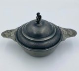 French Louis XV Period Pewter Ecuelle Porringer w/ Detailed & Precisely Seated Lid. 18th century
