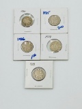 5 Buffalo Nickels 1920-1929