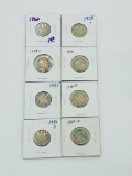 8 Buffalo Nickels 1920-1939-D