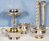 Sterling Silver Cream Sugar, Vase, Compote and Cup