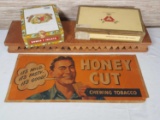 Vintage Tobacciana Lot incl. Wood Cigar Mold & Litho Sign