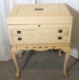 Painted Solid Wood Silver Chest on Stand