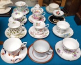12 English Bone China Tea Cups & Saucers