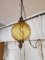 Mid Century Cornell Amber Glass Globe Swag Light