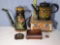 5 Pieces of Hand Painted and Decorator Accent Pitcher, Boxes and Mirror