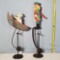 2 Articulated Metal Folk Art Gravity Motion Toys on Custom Stands
