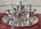 1920's Art Deco 4 Piece Silver Plate Tea Set on Tray