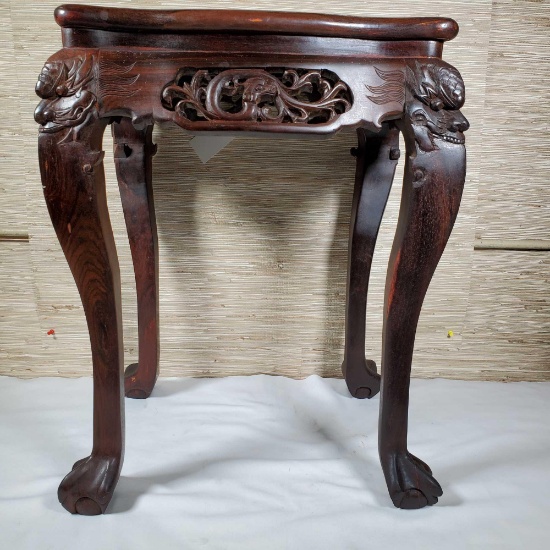 Carved Chinese Hongmu Rosewood Dragon Side Table