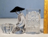 3 Pieces Mid Century Art Glass and Crystal