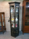 Black Lacquer Chinoiserie Octagon Center Display Cabinet