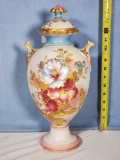 Franz Mehlem Royal Bonn Hand Painted Porcelain Covered Urn