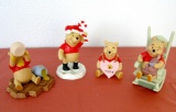 4 Disney Winnie the Pooh Porcelain Figurines