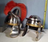 2 Mid-Century Steel Replica Model Armour Helmets