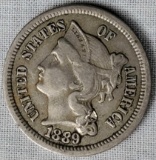 Key Date 1889 Three Cent Nickel