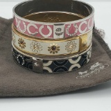 3 Enamel Bangle Bracelets By Coach