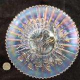Northwood white carnival peacocks glass plate, excellent tatina.