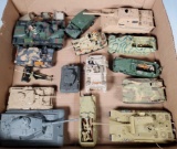 Tray Lot of 16 WWII Built Out German & Other Model Tanks & More