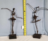 2 Alberto Giacomette Style MCM Brutalist Abstract Bronze Ballerinas