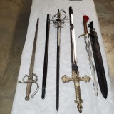 4 Fantasy and Replica Swords, 2 with Scabbards