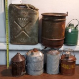 7 Varied Gas and Military Cans