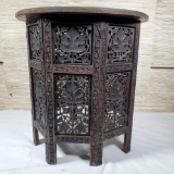 East Indian Folding Table With Bone Inlay Top