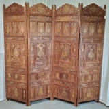 Indian Sheeshan Room Divider Screen with Brass and Bone Inlay