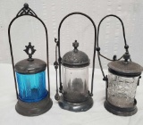 3 Victorian Silver Plate Pickle Castors