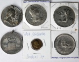 6 1889 George Washington Centennial Coin Token Medals