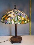 Stain Glass Cala Lily Shade Table Lamp with Nouveau Inspired Base