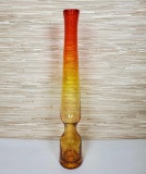 Mid Century Tangerine Bischoff Art Glass Rocket Vase