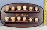 Complete Set of 12 Royal Doulton Dickens Theme Tiny Character Jugs with Display Wall Mount