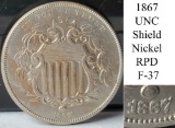 1867 UNC Shield Nickel RPD F-37