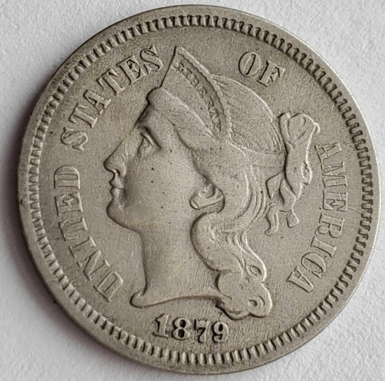 1879 Key Date Three Cent Nickel EF+