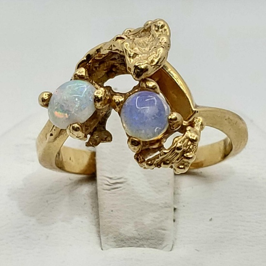 18k Opal & Moonstone Gold Ring