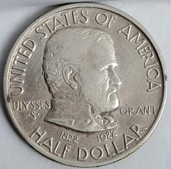 1922 Ulysses S Grant Commemorative Silver Half Dollar EF/AU