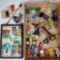 Flat of Small Tin Litho and Die-cast Cars, Slide Whistle and Other Miscellaneous