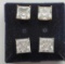 2 Pair Cubic Zirconia Earrings Set in 14k Gold