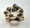 5 Band 14K Yellow Gold Ring 9 Gemstones