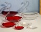 Ruby and Clear Full Set of 4 Graduated Size Duncan and Miller Swan Bowls
