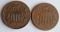 1864 Small Motto and Large Motto Two Cent Pieces