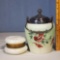 Hand Painted Opaline Biscuit Jar and Wavecrest dresser Box