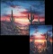Two B. Bernard Duggan Southwest Scene Of Desert Sunset With Cactus & Mountains