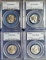 4 PCGS MS 66 Silver Washington Quarters - 1944-S,1946-D, 1946-S and 1947