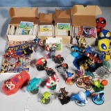 Tray Lot Marvel and Other Collectible Figurines and Trading Cards